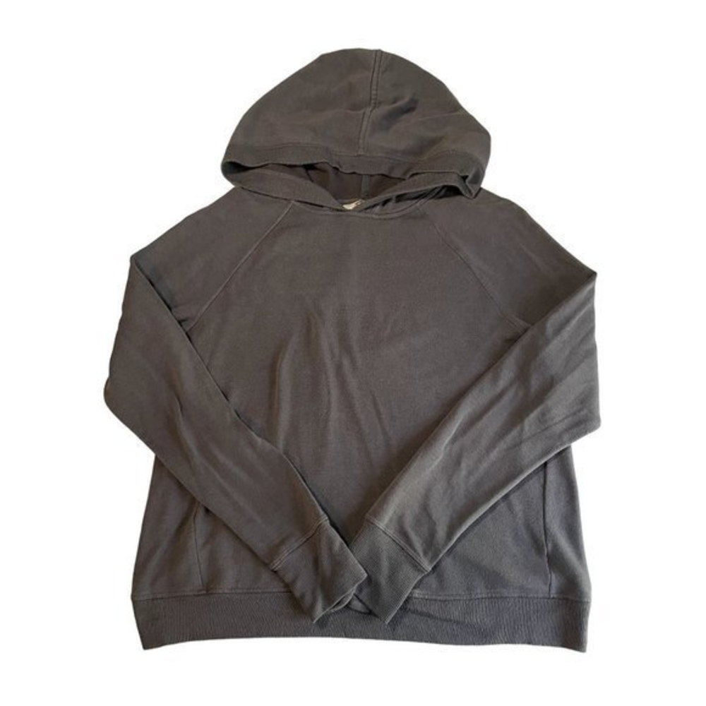 Athleta Charcoal Gray Fleece Wrap Back Tulip Pullover Hoodie Small Thumbholes